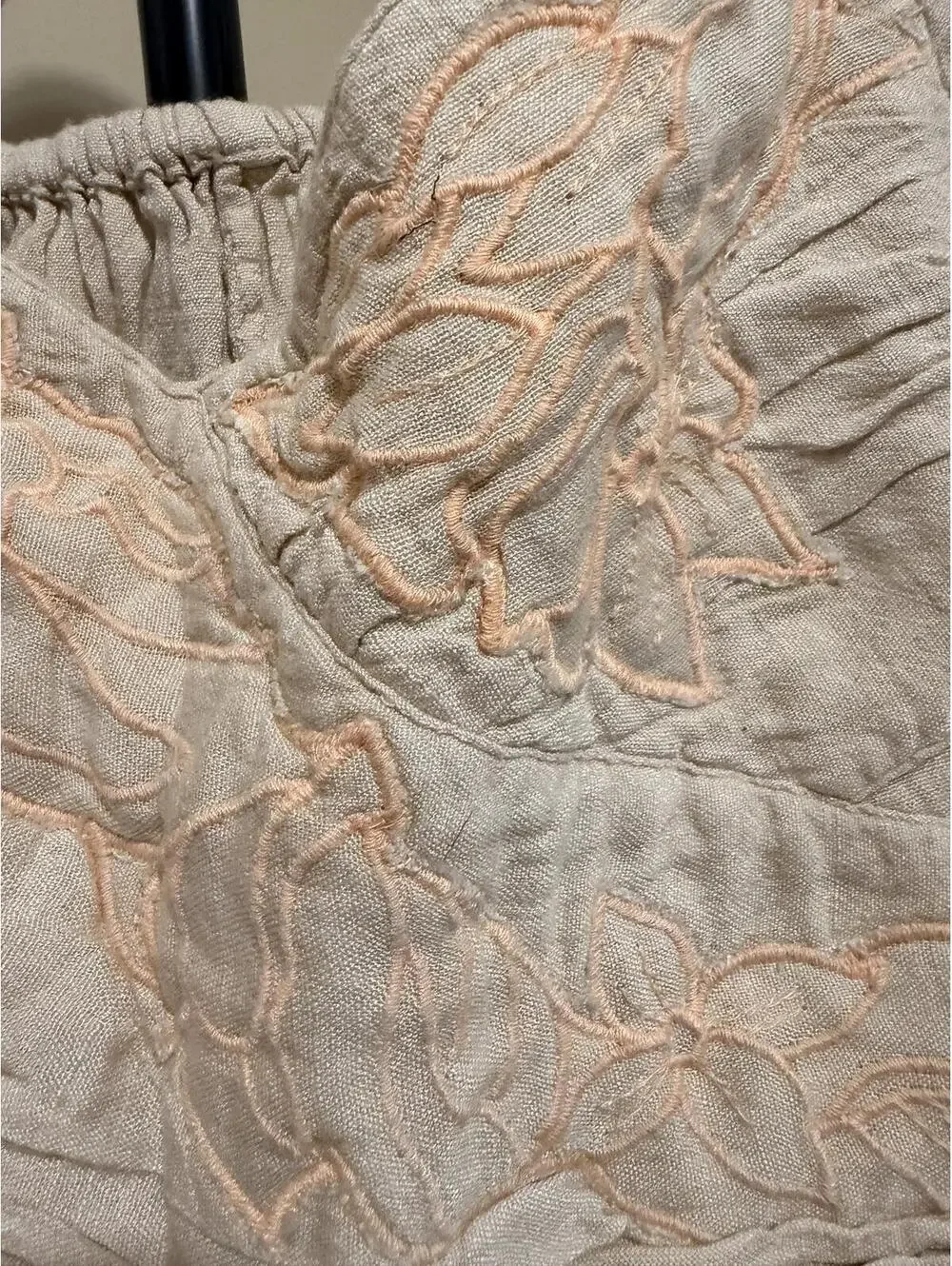 Free People Embroidered Off Shoulder Jumpsuit Beige Size 6
